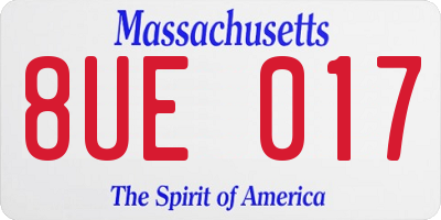 MA license plate 8UE017