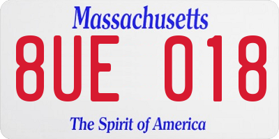 MA license plate 8UE018