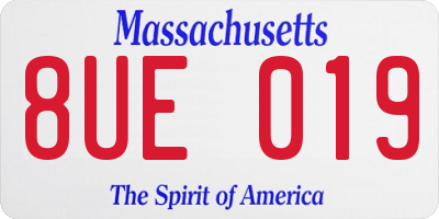 MA license plate 8UE019