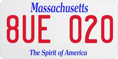 MA license plate 8UE020