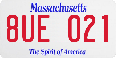 MA license plate 8UE021