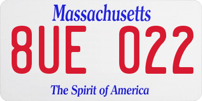 MA license plate 8UE022