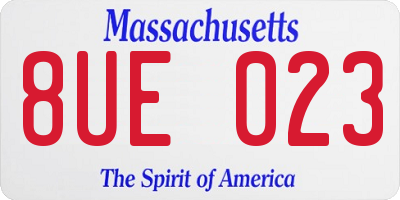 MA license plate 8UE023