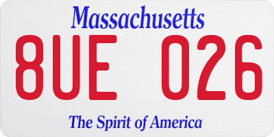 MA license plate 8UE026