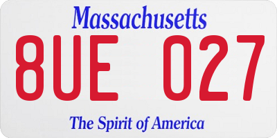 MA license plate 8UE027