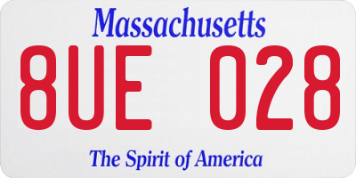 MA license plate 8UE028