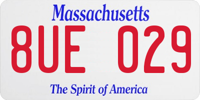 MA license plate 8UE029