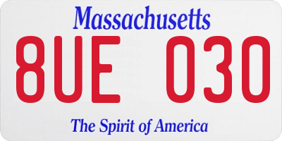 MA license plate 8UE030