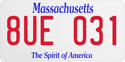 MA license plate 8UE031