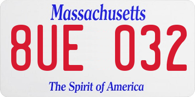 MA license plate 8UE032