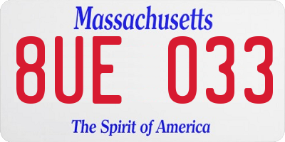 MA license plate 8UE033