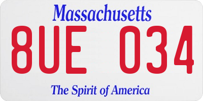 MA license plate 8UE034
