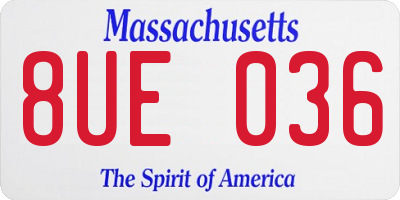 MA license plate 8UE036