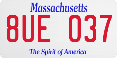 MA license plate 8UE037