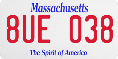MA license plate 8UE038
