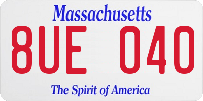 MA license plate 8UE040