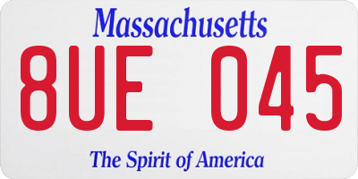 MA license plate 8UE045