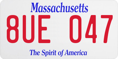 MA license plate 8UE047