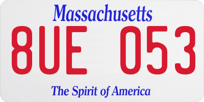MA license plate 8UE053