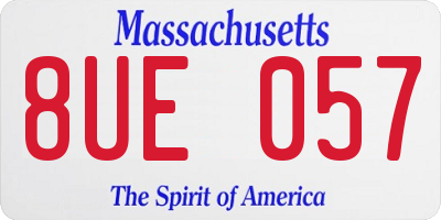MA license plate 8UE057