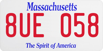 MA license plate 8UE058
