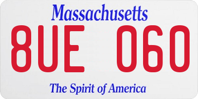 MA license plate 8UE060