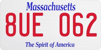 MA license plate 8UE062
