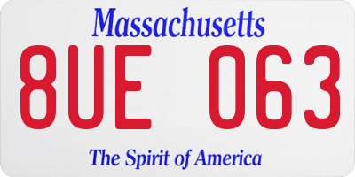 MA license plate 8UE063