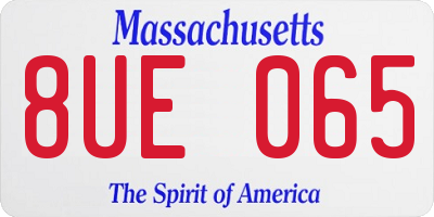 MA license plate 8UE065