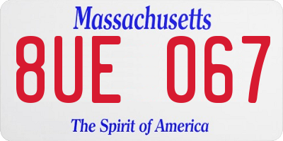 MA license plate 8UE067