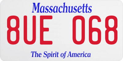 MA license plate 8UE068