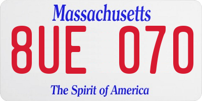 MA license plate 8UE070