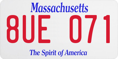 MA license plate 8UE071