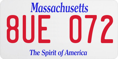 MA license plate 8UE072