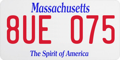 MA license plate 8UE075