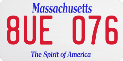MA license plate 8UE076