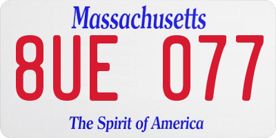 MA license plate 8UE077