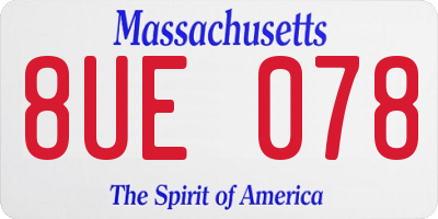 MA license plate 8UE078