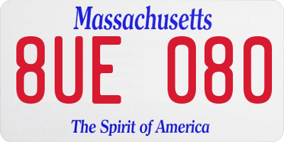 MA license plate 8UE080