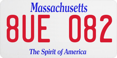 MA license plate 8UE082