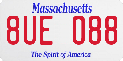 MA license plate 8UE088