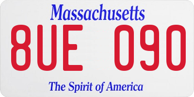 MA license plate 8UE090