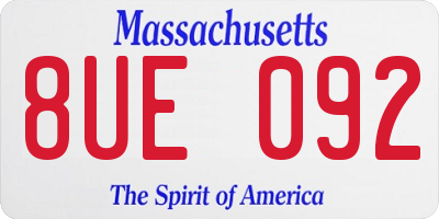 MA license plate 8UE092