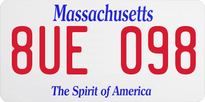 MA license plate 8UE098