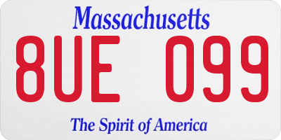 MA license plate 8UE099