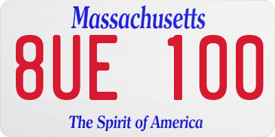 MA license plate 8UE100