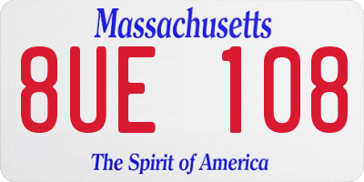 MA license plate 8UE108