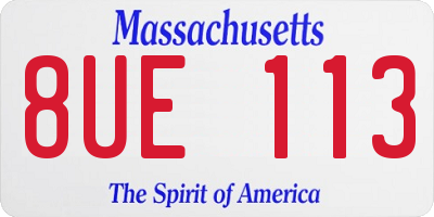 MA license plate 8UE113