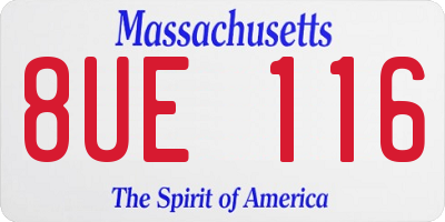 MA license plate 8UE116