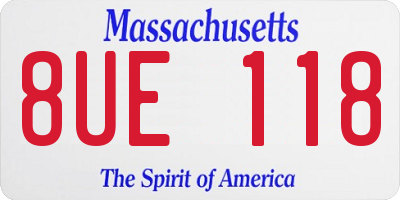 MA license plate 8UE118